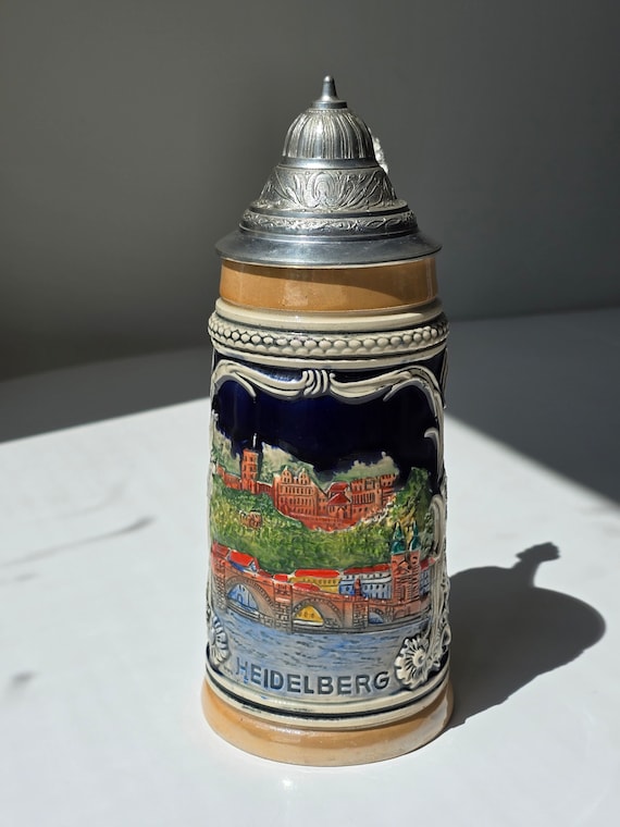 Original Western Germany Ceramic Beer Tankard With Lid Original Western Germany Ceramic Beer Tankard With Lid