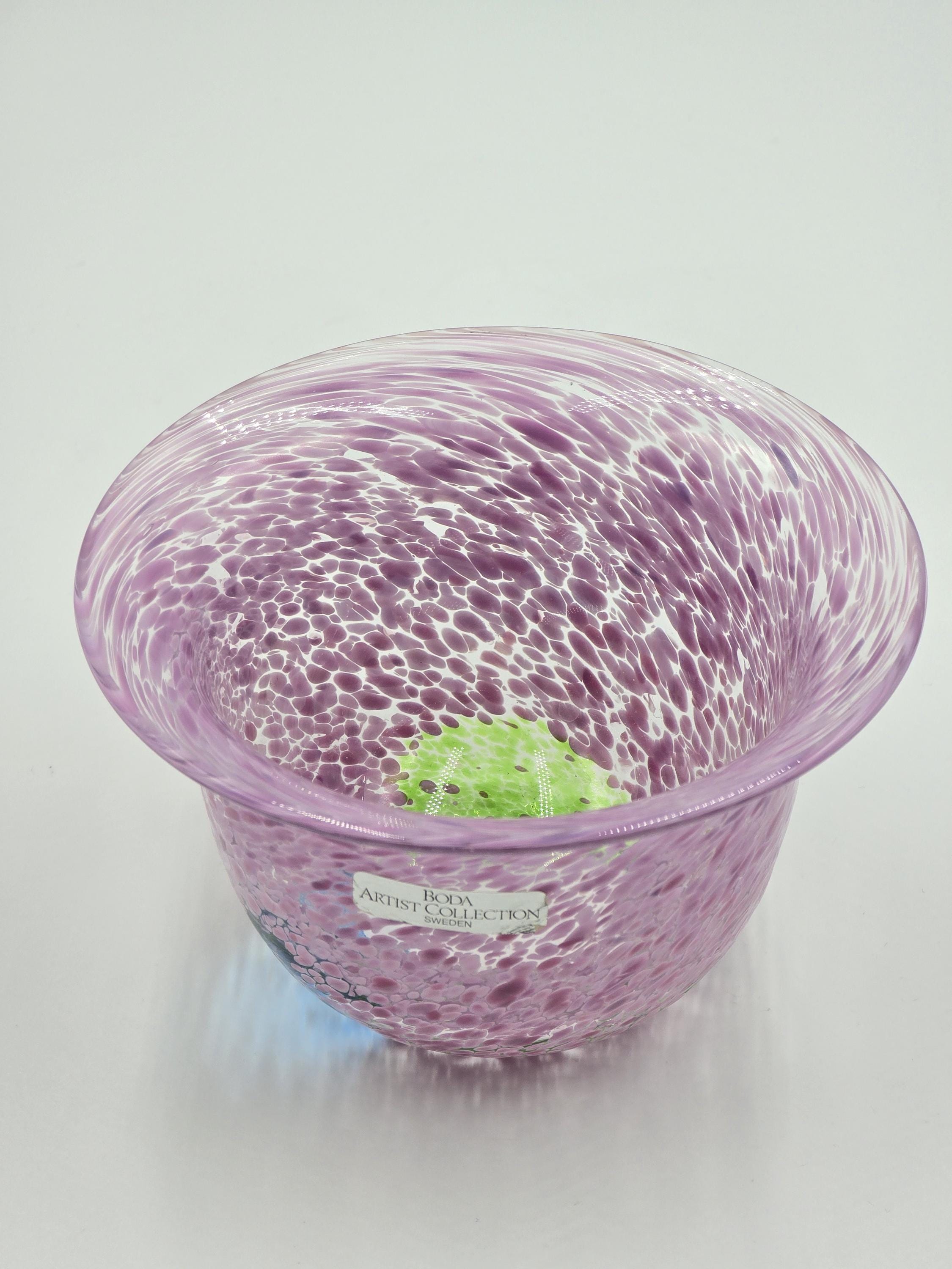 Vintage Kosta Boda Art Glass Bowl | Pink Swedish Hand-blown Decor
