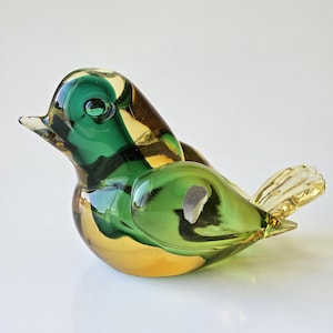 Murano Sommerso Glass Bird Figurine Paperweight – Vintage Italian Art Glass