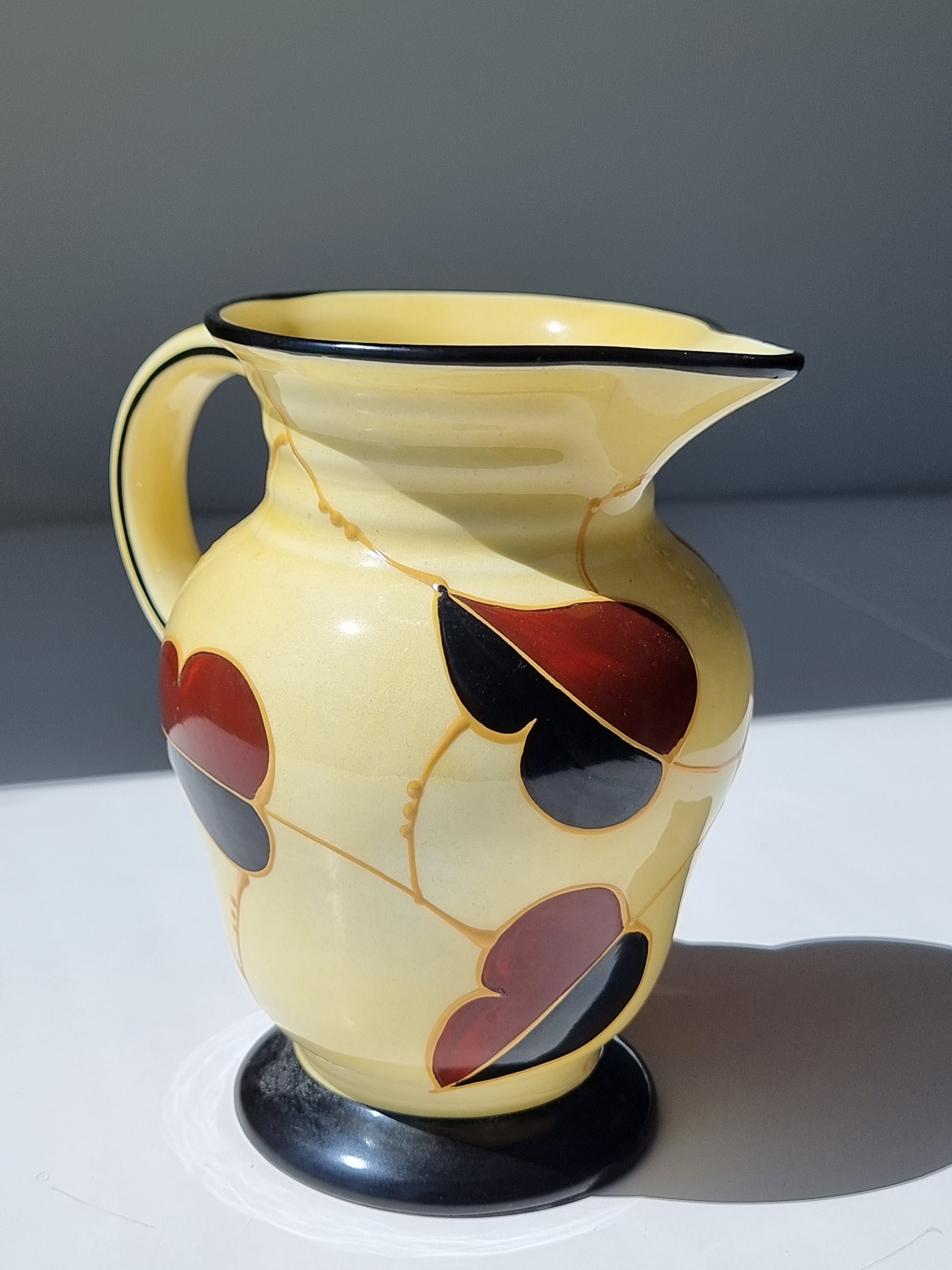 Art Deco Ditmar Urbach Hand-painted Ceramic Pitcher | Made in Art Deco Ditmar Urbach Hand-painted Ceramic Pitcher | Made in