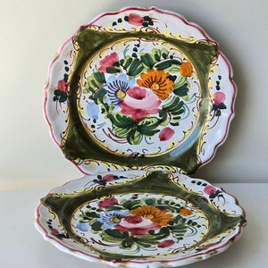 Vintage Hand-painted Pottery Wall Plates | Made in Italy |
