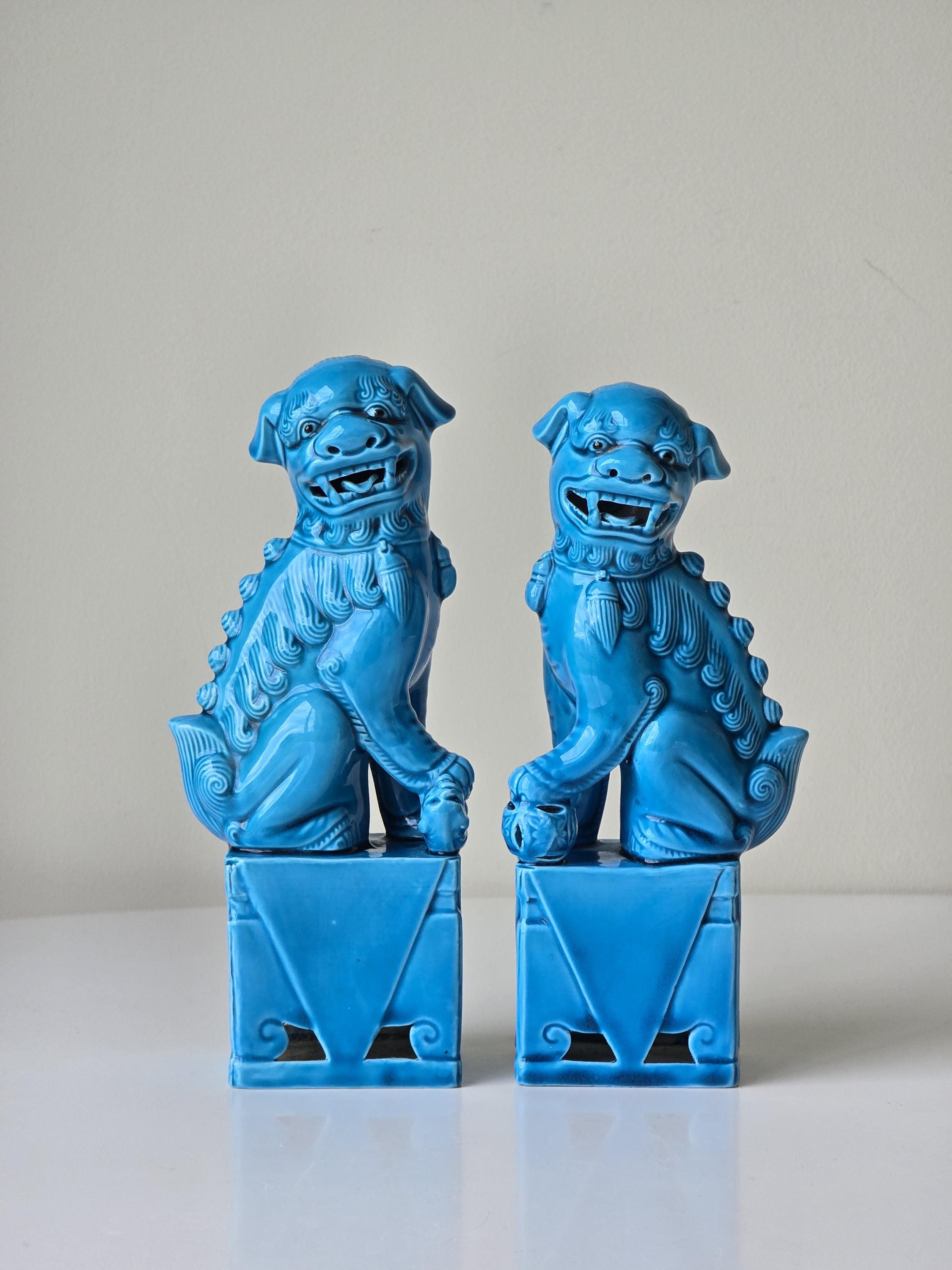 ヴィンテージ ターコイズ チャイニーズ フー ドッグ ペア - 守護
