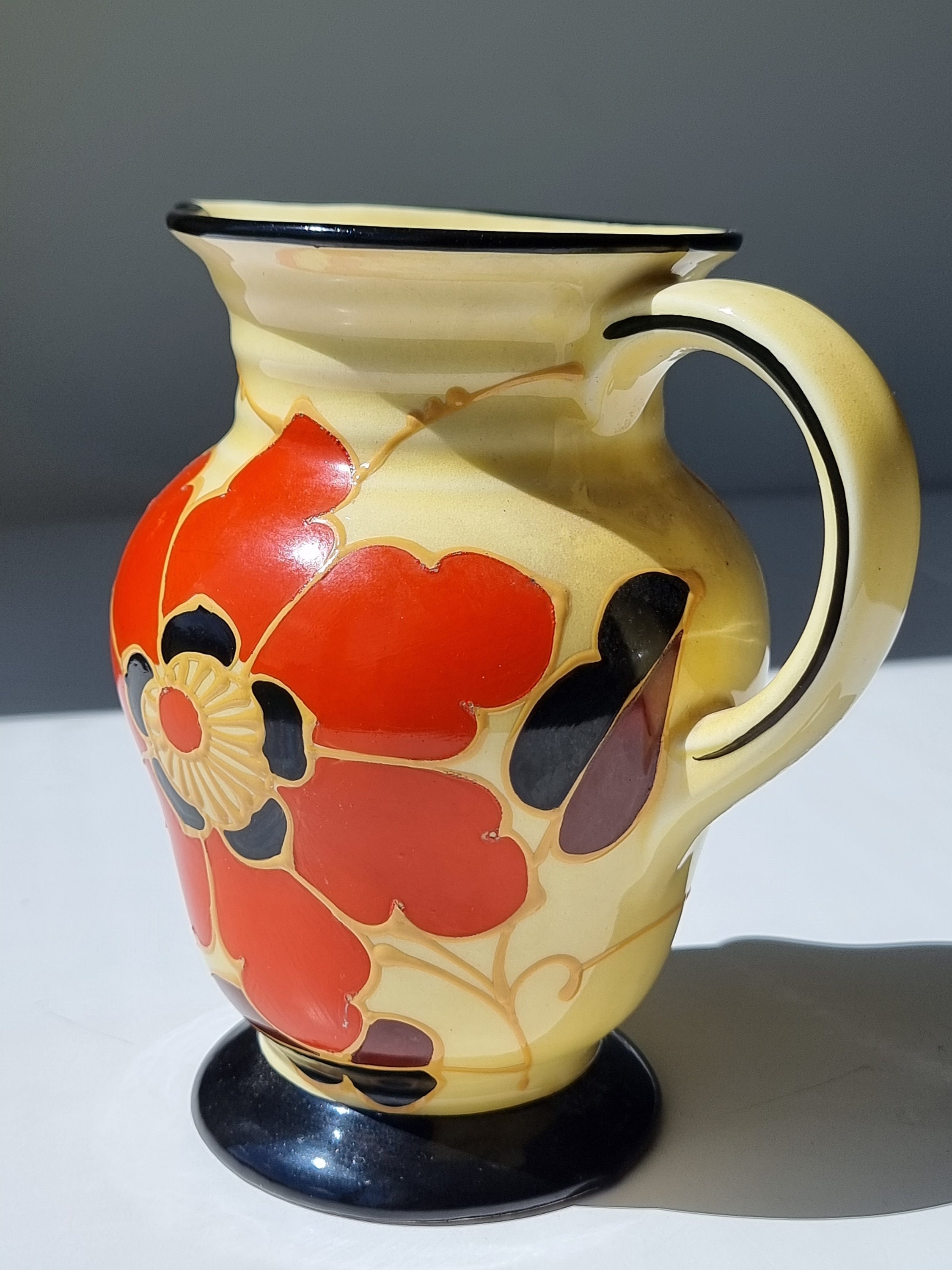 Art Deco Ditmar Urbach Hand-painted Ceramic Pitcher | Made in
