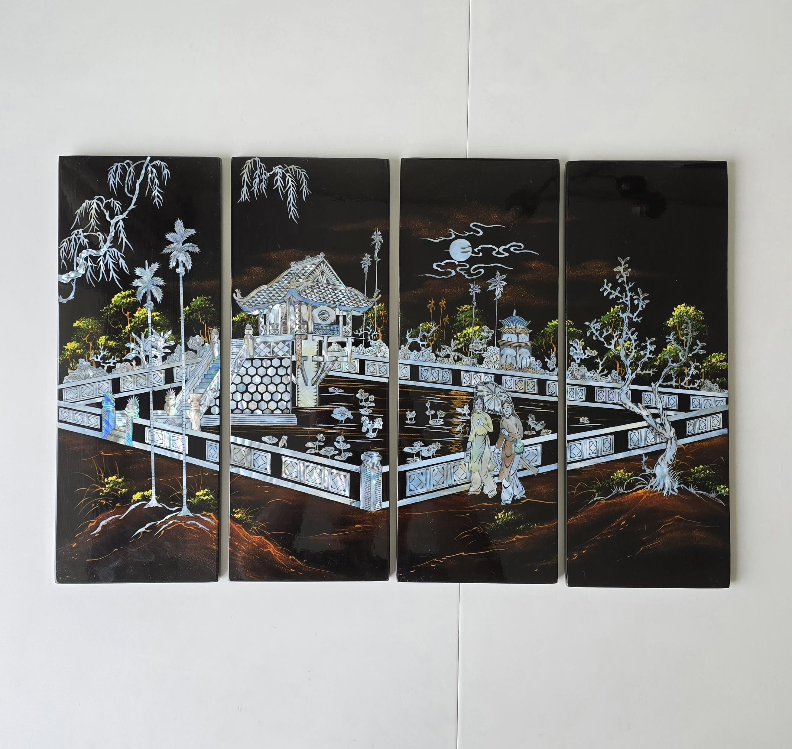 有名な高級ブランド lacquer Vietnam panel 日本 Etsy - 絵画