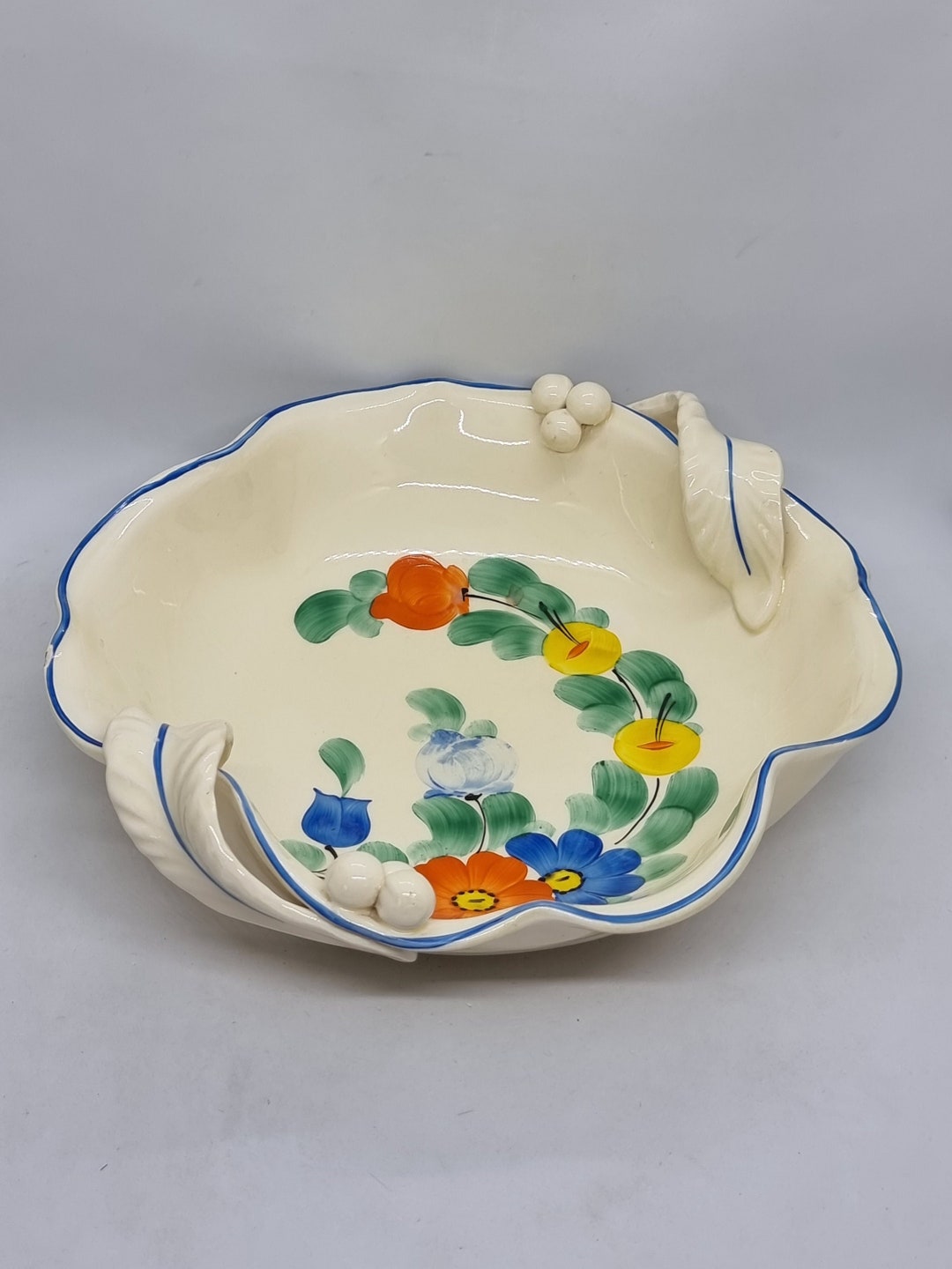 Large Art Deco Handpainted Ceramic Bowl Made in Etsy