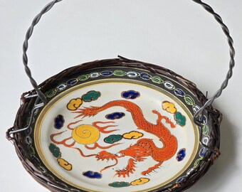 深川焼「龍」飾り皿、ディスプレイ用、刻印番号8480 - Etsy 日本