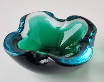 Vintage Murano Glass Green Ashtray | Made in Italy, 1960s |