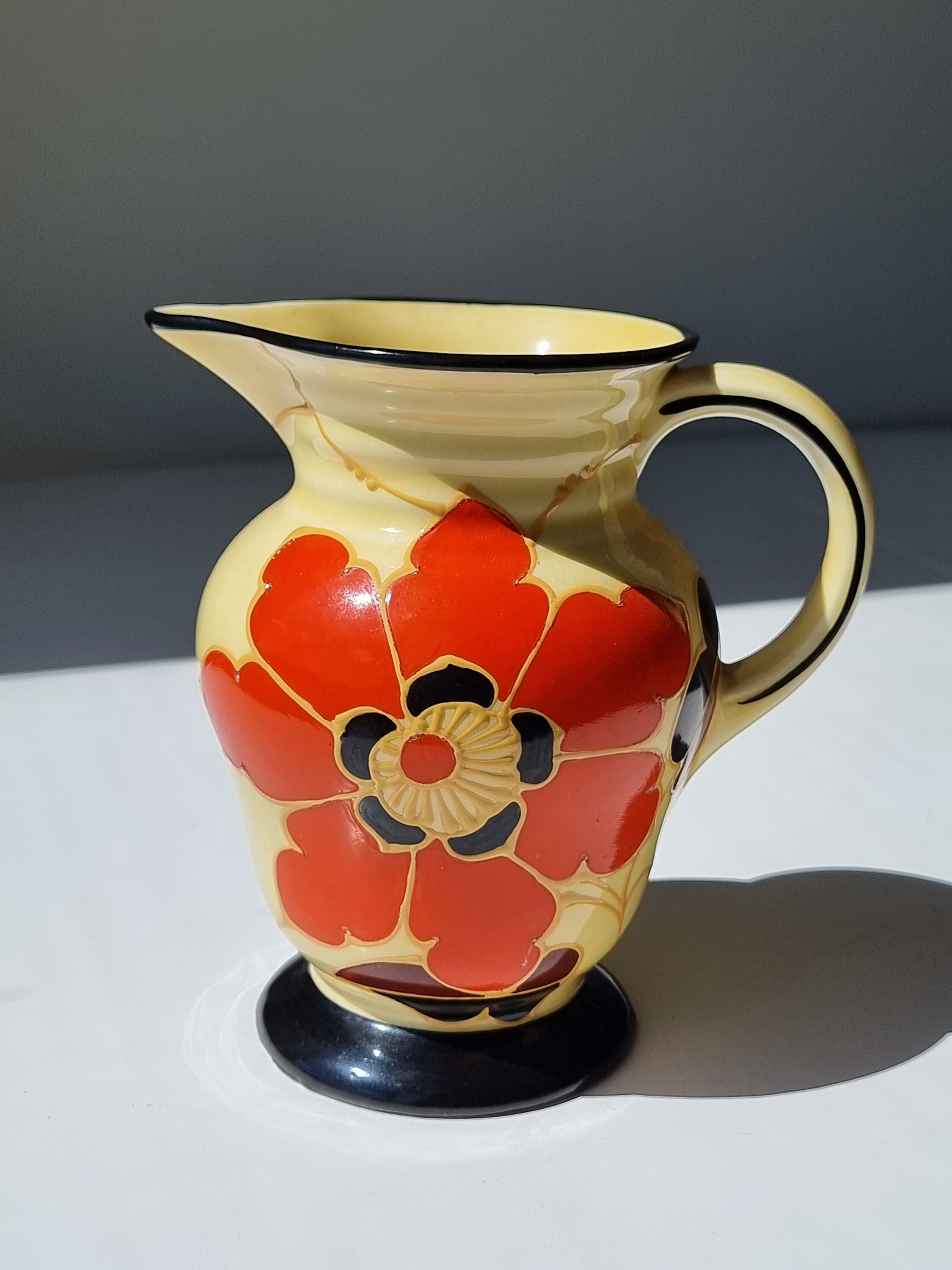 Art Deco Ditmar Urbach Hand-painted Ceramic Pitcher | Made in