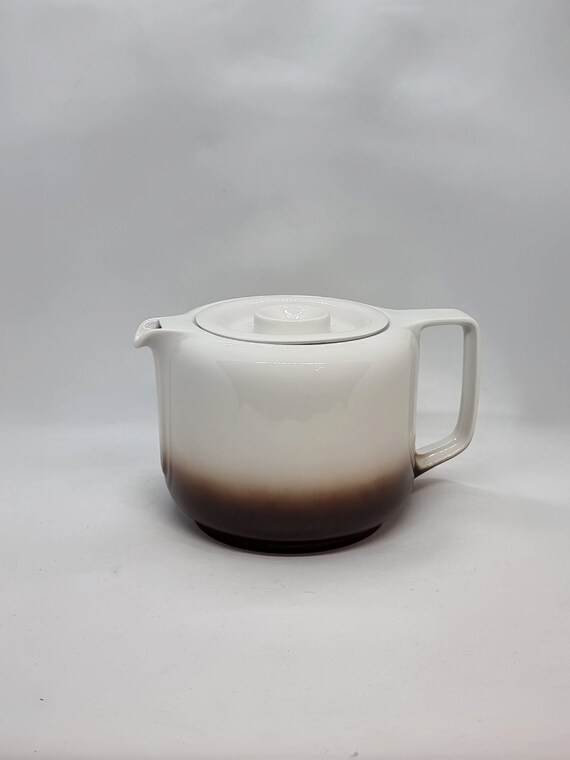 Vintage West German Johann Seltmann Bavarian White/Brown Porcelain Teapot |