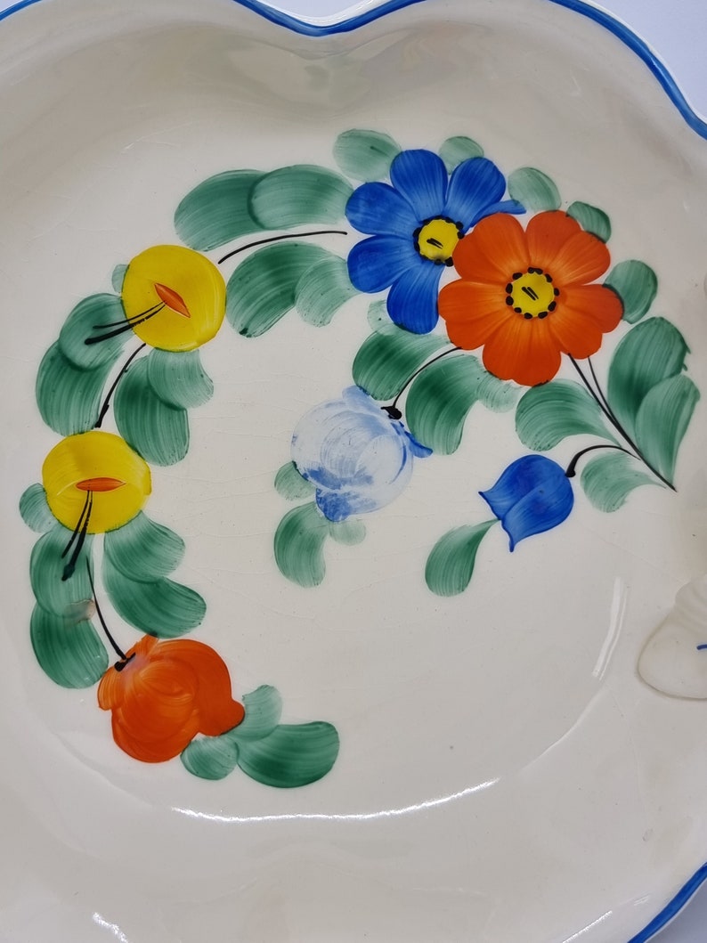 Large Art Deco Handpainted Ceramic Bowl Made in Etsy