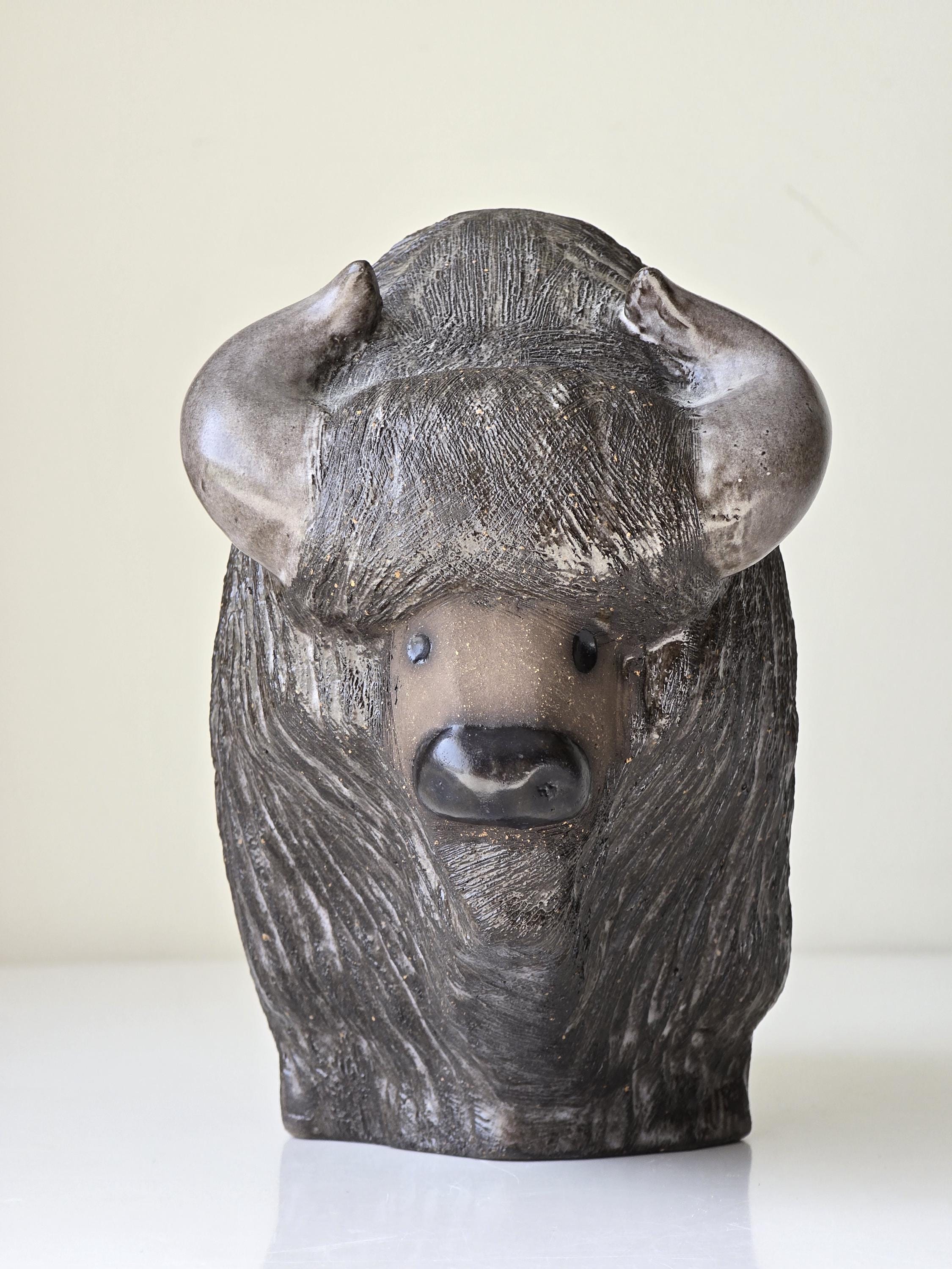 Upsala Ekeby Goran Andersson Bison 置物 Rare Upsala Ekeby Ceramic Bison by Göran Andersson | - Etsy