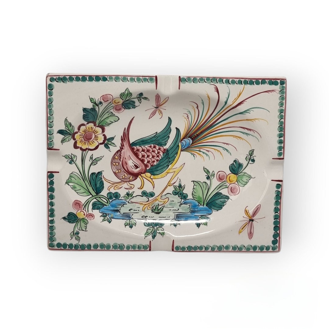 Vintage Anfora Agueda Handpainted Ashtray From Portugal Etsy