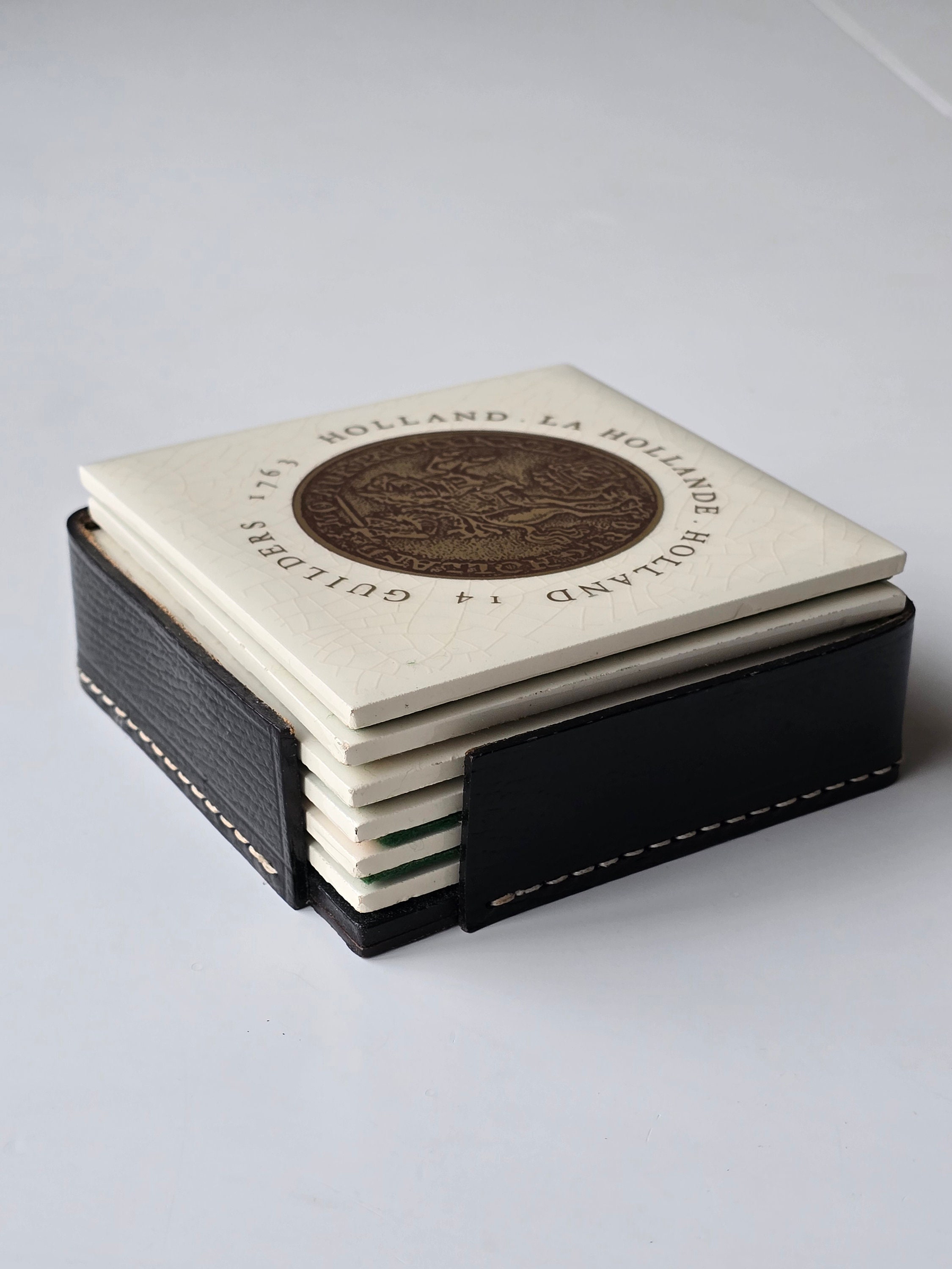 Set of 6 Vintage Ceramic Coin Coffee Coasters - Historical European ...