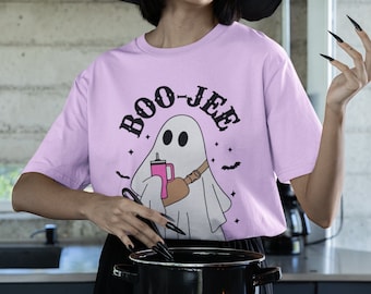 BOO JEE Ghost t-shirt, Cute Halloween shirt, Funny Party Tshirt