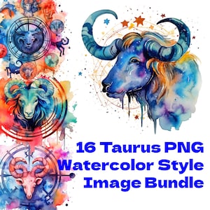 16 images Taurus PNG bundle - Horoscope - Digital Download - Instant Download - Cricut files - Cut files - PNG