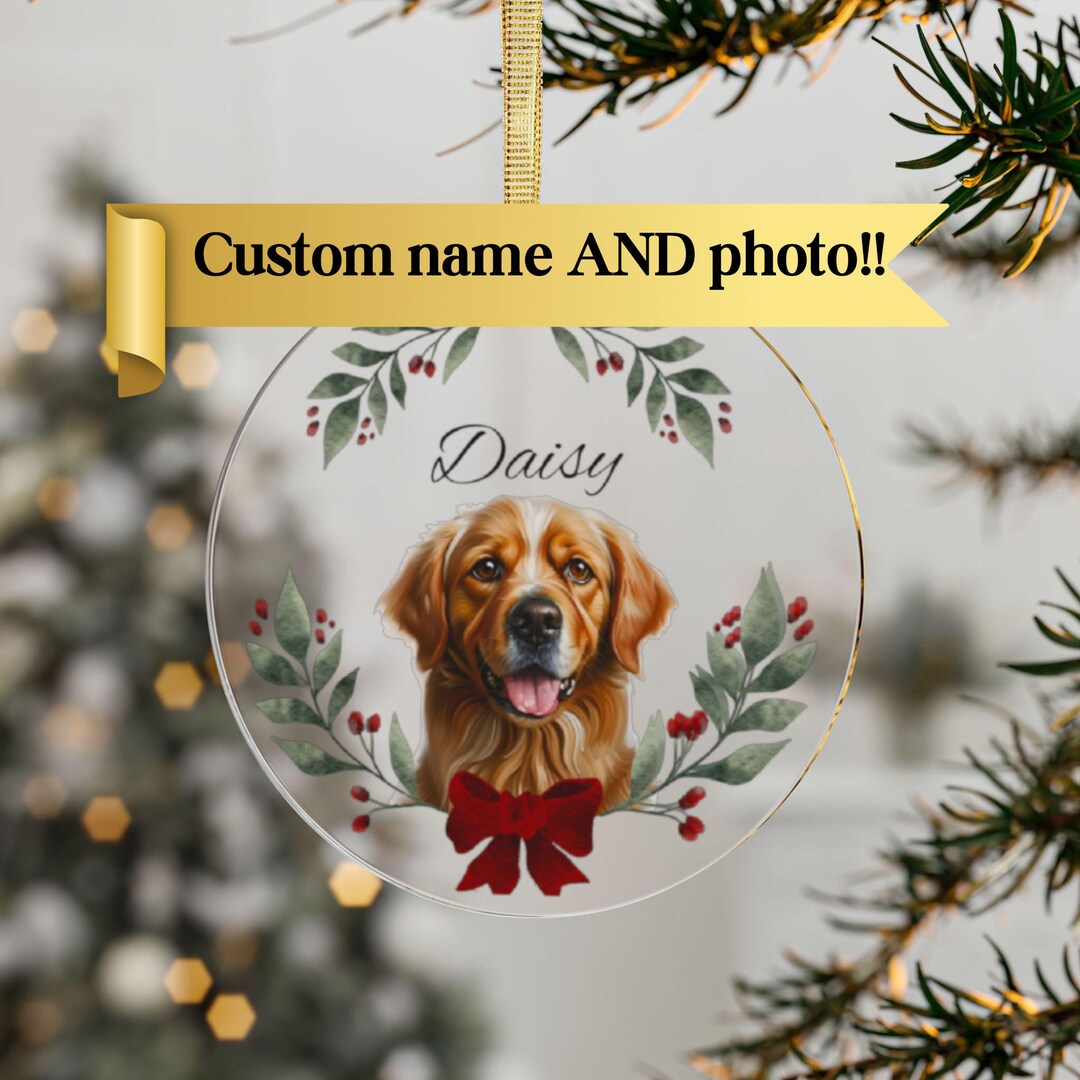 Personalized Pet Christmas Ornament, Custom Name and Photo Ornament ...