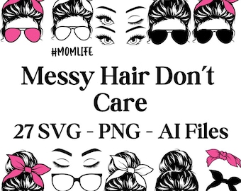 Messy Bun Bundle svg, Momlife svg, mamá cráneo svg, Mom Life svg, mamá e hija svg, Mom life Kid Life Png, gafas svg, Cricut Silhouette