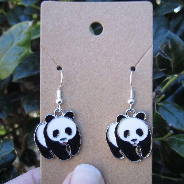 Panda Dangle Earrings, Panda Bear Earrings, Gift for Panda Lover, Giant Panda, Animal Earrings, Panda Jewelry, Kawaii