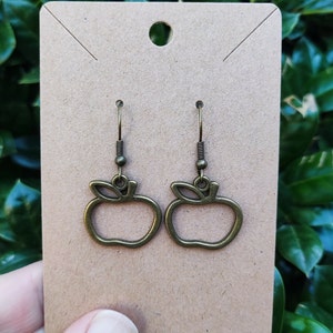 Apple Outline Earrings, Apple Earrings, Fruit Inspired, Apple Shaped, Gift for Teacher, Back to School, Teacher Appreciation, Back to School