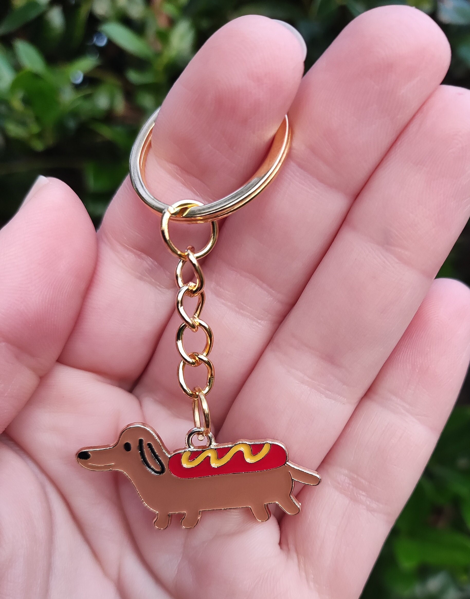  Dachshund Hot dog keychain Handmade charm food