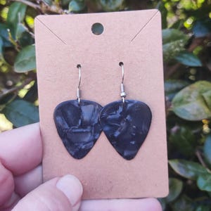 Black Guitar Pick Earrings, Guitar Earrings, Gift for Musician, Gift for Guitarist, Guitar Player, Music Teacher, Rock Star, Rock Music