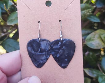 Black Guitar Pick Earrings, Guitar Earrings, Gift for Musician, Gift for Guitarist, Guitar Player, Music Teacher, Rock Star, Rock Music