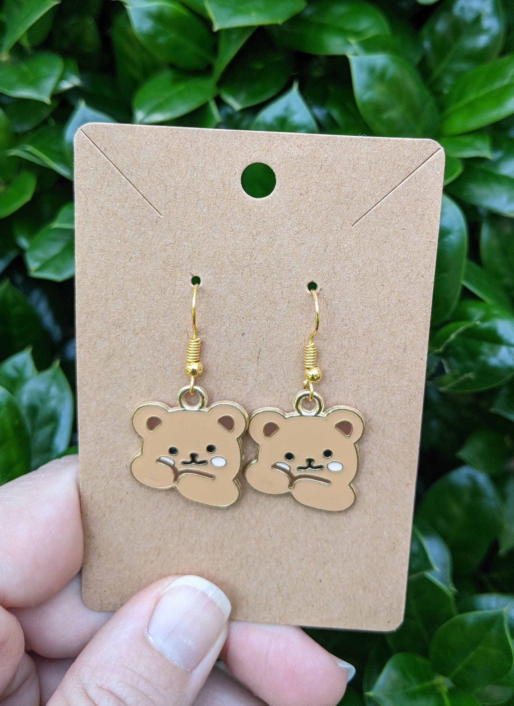 Bear Face Earrings - Etsy