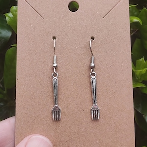 Miniature Fork Earrings, Fork Earrings, Mini Fork, Silverware, Flatware, Cutlery, Food Jewelry, Gift for Chef, Cook, Gift for Foodie