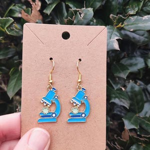 Microscope Earrings, Science, Scientist, STEM, STEAM, Gift for Teacher, Science Teacher, Gift for Scientist, Biologist, Virologist, Botanist