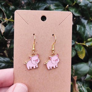 Pig Earrings, Pink Pig Dangle Earrings, Farm Earrings, Animal Earrings, Farmhouse, Gift for Her, Gift for Farmer