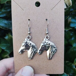 Horse Earrings, Horse Head Earrings, Animal Earrings, Farm Animal, Gift for Horse Lover, Cowgirl, Cowboy, Rodeo Earrings, Equine, Equestrian