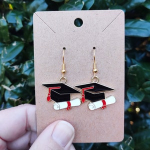 Pendientes de birrete y diploma de graduación, pendientes de graduación, regalo para graduados, graduados de secundaria, graduados universitarios, joyas de graduación