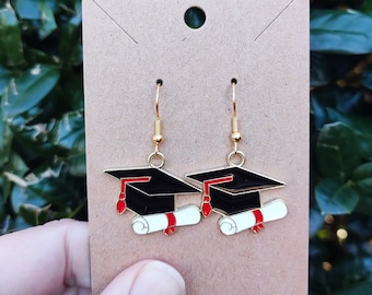 Graduation Cap and Diploma Earrings, Graduation Earrings, Gift for Graduate, High School Grad, College Grad, Graduation Jewelry
