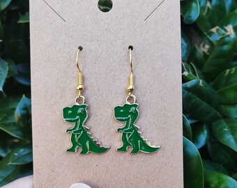 Cute Dinosaur Earrings, Stegosaurus, Tyrannosaurus, T-Rex, Dino Earrings, Kawaii, Dangle Earrings