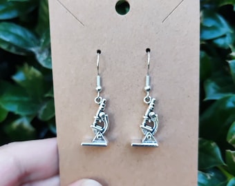 Microscope Earrings, Science, Scientist, STEM, STEAM, Gift for Teacher, Science Teacher, Gift for Scientist, Biologist, Virologist, Botanist