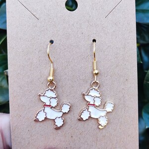 Poodle Earrings, Pearly White Poodle, Dog Earrings, Dog Jewelry, Poodle Jewelry, Poodle Lover, Poodle Owner, Dog Owner, Dog Lover