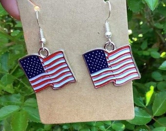 American Flag Earrings, US Flag, United States, Fourth of July, Independence Day, USA, Memorial Day, Patriotic Earrings, Gift for Veteran