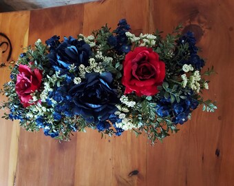 Large Patriotic Centerpiece, Patriotic Decor, Red White and Blue Centerpiece, Patriotic Farmhouse Centerpiece, July 4th Centerpiece