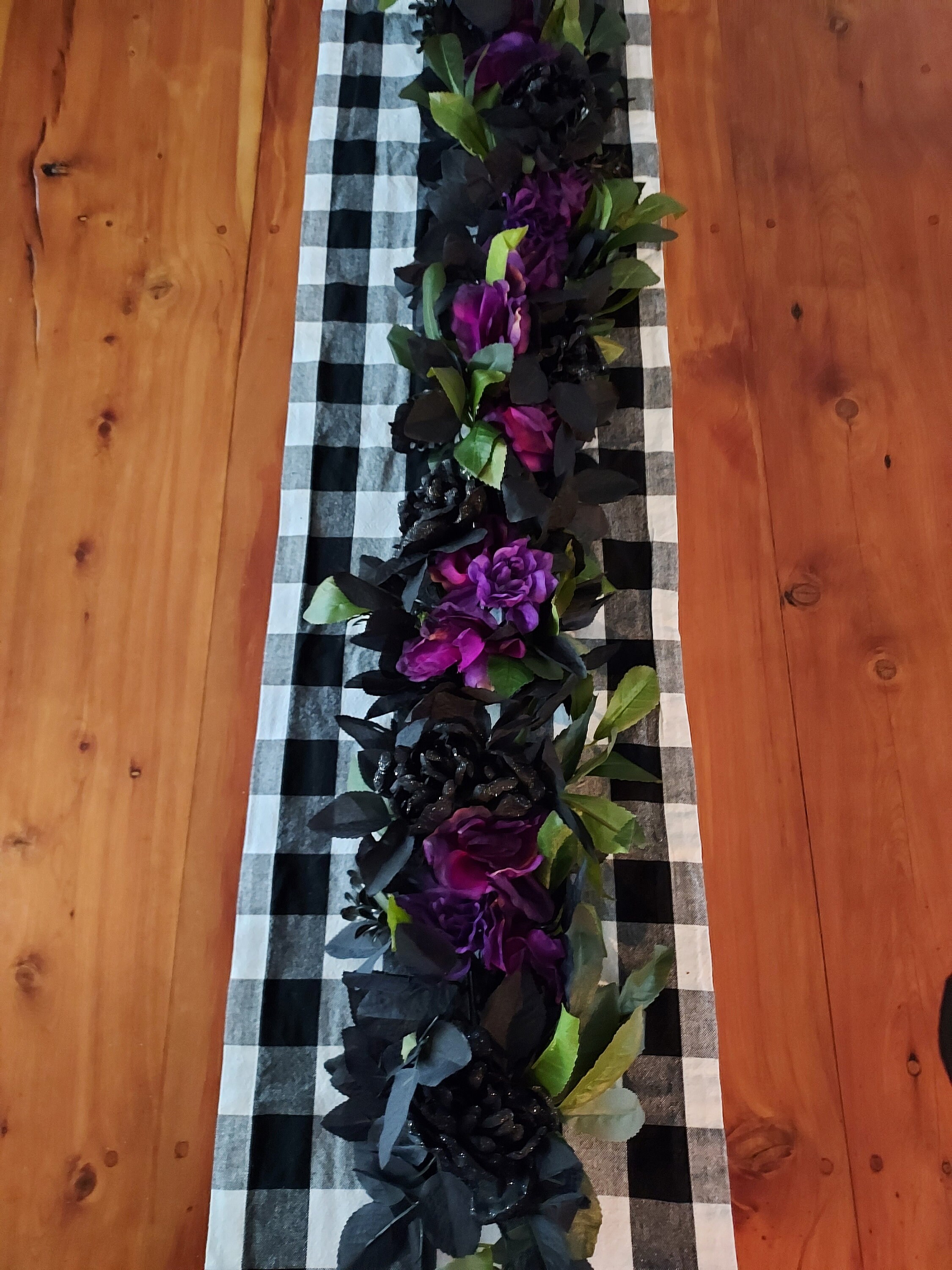 Lighted Halloween Garland Black Rose Garland Luxe Halloween Decor Halloween Wedding Decor Halloween Mantle Decor Halloween