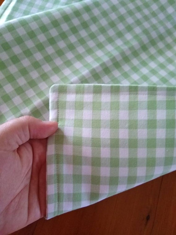 Green and White Checkered Table Runner Country Summer Table Etsy