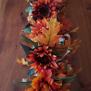 Pre-Lit Fall Garland: Sunflowers, Pumpkins & Autumn Leaves