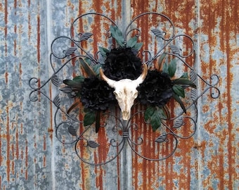 Samhain Wall Decor, Halloween Wall Decor, Witchy Decor, Western Decor, Boho Decor, Unique Wall Decor, Cow Skull Wall Decor,