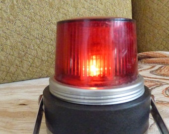 Vintage USSR Lamp Flashlight Soviet Universal Lantern Metal Antique Red Safety Torch 1970s, Military Flashlight, Ukraine rare milirary army