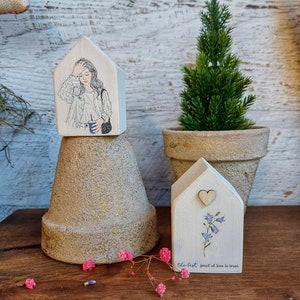 Mini white houses, mini wood house, minimalist decor, boho decor, miniature house wooden decoration, little wooden houses, home decor,
