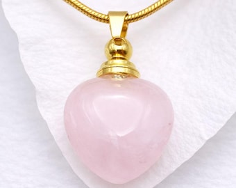 Ash Jewelry Heart Rose Quartz Gemstone / Urn / Urn Pendant / Jewelry Urn / Memorial Jewellery / Keepsake / Cremation