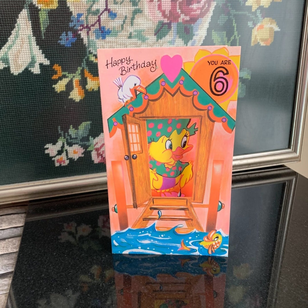 vintage-6th-birthday-card-unused-with-envelope-duck-fish-etsy