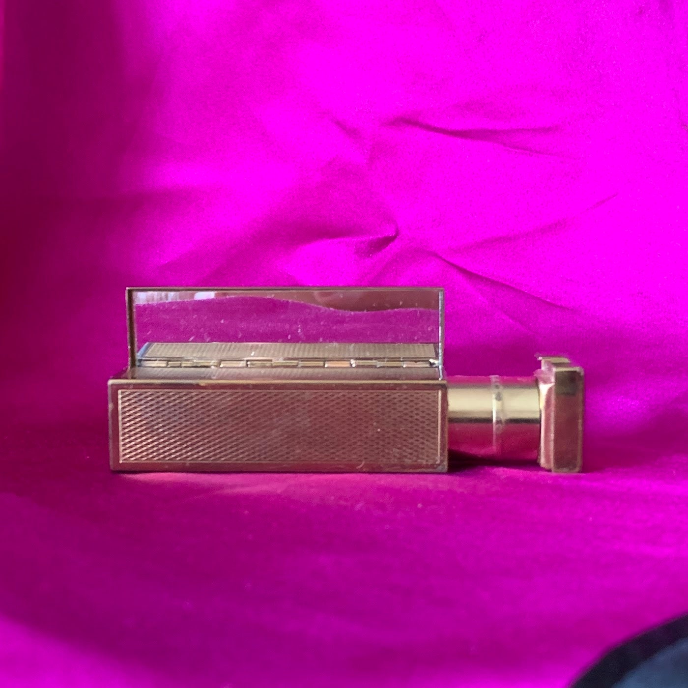 Vintage 1940s Gold Tone Lipstick Holder With Mirror & Red Etsy