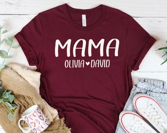 Personalized Mom and Kids Name Shirt, Wife Gift, Mom Shirt, Mama T-Shirt, Mother's Day Gift, Mom Life Shirt, Gift for Wife, Pregnancy Tee