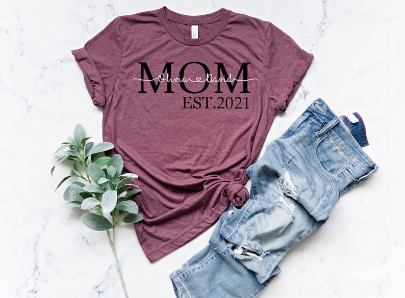 Personalized Mom Est Shirt Custom Mom Tshirt Mothers Day Etsy