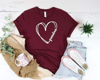 Personalized Grandma Heart Shirt, Grandma T-Shirt, Grandparent Gift, Mothers Day Gift, Nana Shirt, Grandma Life Shirt, Gift For Grandma
